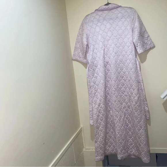 Women’s Vintage Rare Hamilton brand Grandma Pink Button  Down Long Robe Size M - Picture 13 of 16